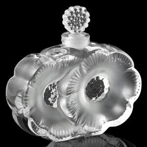 Lalique Paris Deux Fleurs Crystal Perfume Bottle Handcrafted Vintage